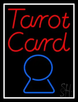 Red Tarot Card Blue Crystal With White Border LED Neon Sign