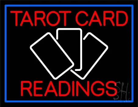 Red Tarot Cards Readings And White Border LED Neon Sign