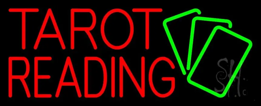 Red Tarot Reading Green Cards LED Neon Sign