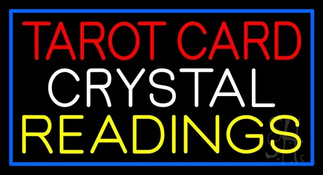 Tarot Card Crystal Readings With Blue Border LED Neon Sign