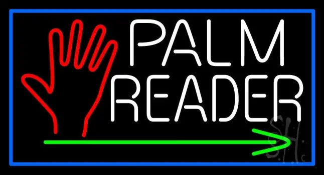 White Palm Reader With Green Arrow LED Neon Sign