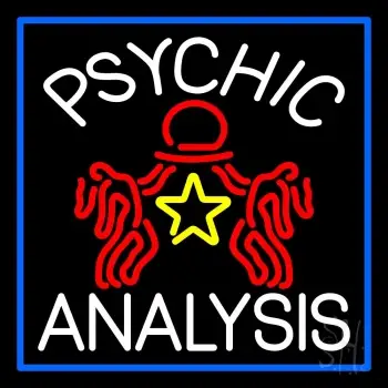 White Psychic Analysis With Logo And Blue Border LED Neon Sign