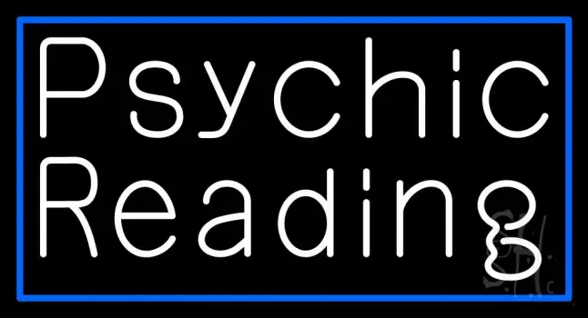 White Psychic Reading And Blue Border LED Neon Sign