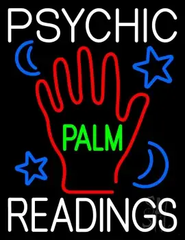 White Psychic Readings Green Palm With Logo LED Neon Sign