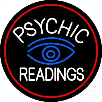 White Psychic Readings With Blue Eye LED Neon Sign