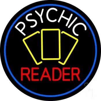 White Psychic Red Reader Yellow Cards And Blue Border LED Neon Sign