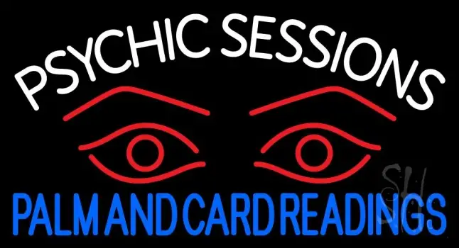 White Psychic Sessions With Red Eye LED Neon Sign