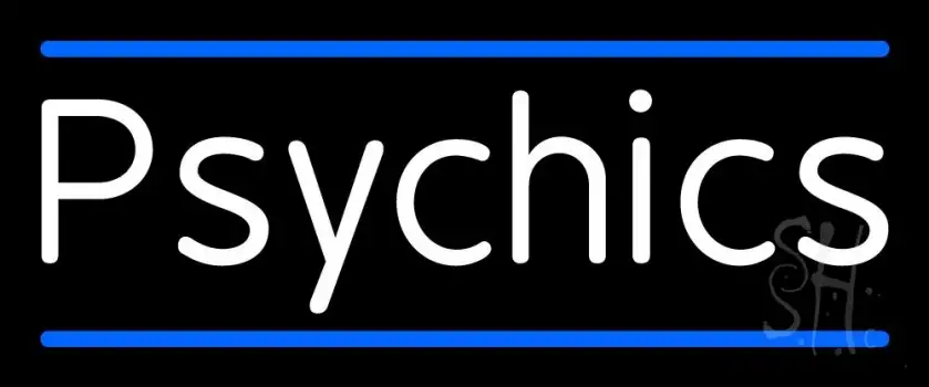 White Psychics With Blue Line LED Neon Sign