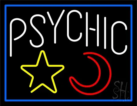 White Psychic With Moon And Star LED Neon Sign
