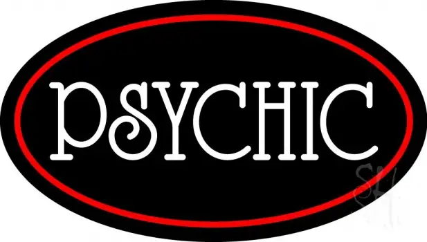 White Psychic With Red Border LED Neon Sign
