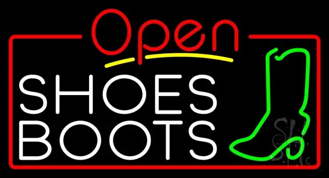 White Shoes Boots Open LED Neon Sign