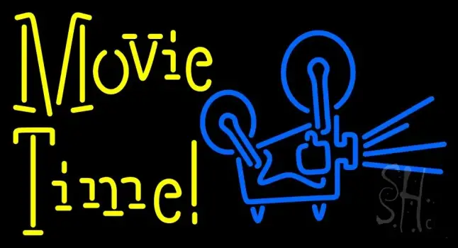 Yellow Movie Time With Logo LED Neon Sign