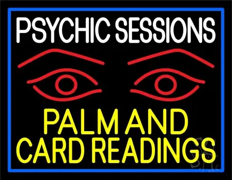 Yellow Psychic Sessions With Red Eye LED Neon Sign