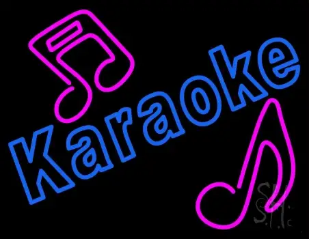 Blue Karaoke Red Musical Note LED Neon Sign