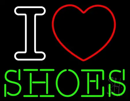 I Love Shoes Heart Logo LED Neon Sign