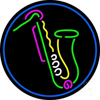 Saxophone Yellow Logo LED Neon Sign