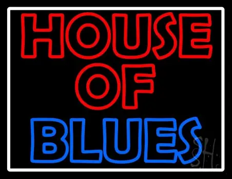 White Border House Of Blues LED Neon Sign