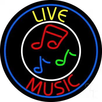 Yellow Live Red Music With Circle LED Neon Sign