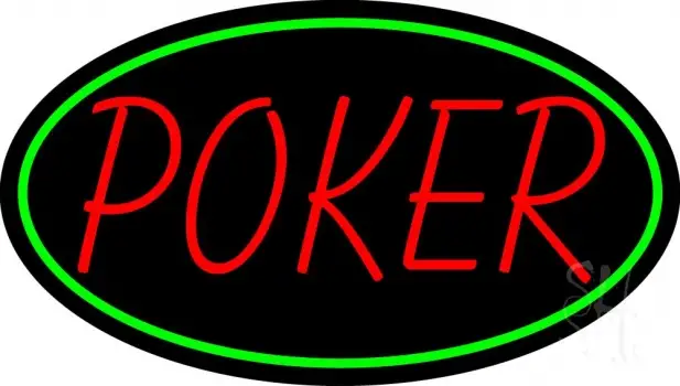 Oval Red Poker LED Neon Sign