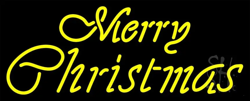 Yellow Cursive Merry Christmas LED Neon Sign