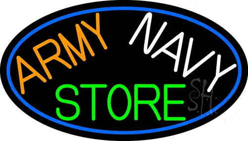Army Navy Store With Blue Border LED Neon Sign