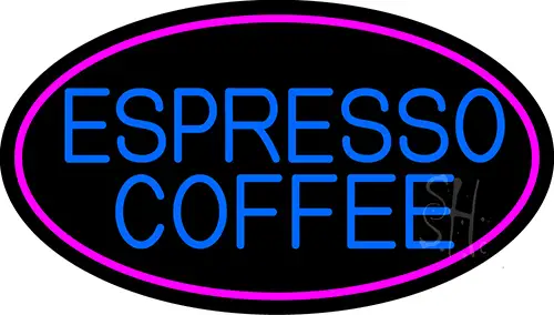 Blue Espresso Coffee With Pink Oval LED Neon Sign