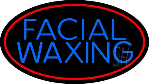 Blue Facial And Waxing Red Oval LED Neon Sign