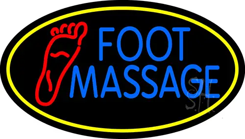 Blue Foot Massage With Yellow Oval LED Neon Sign