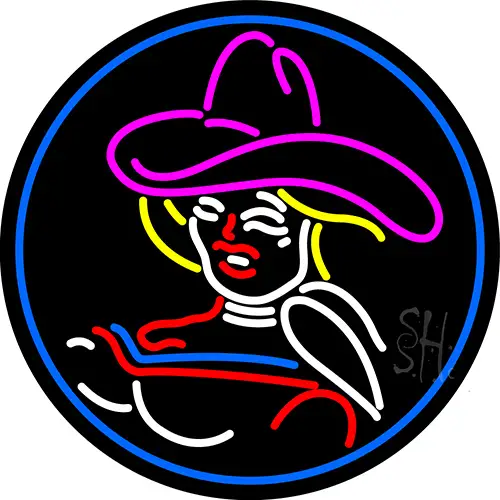 Girl With A Hat LED Neon Sign
