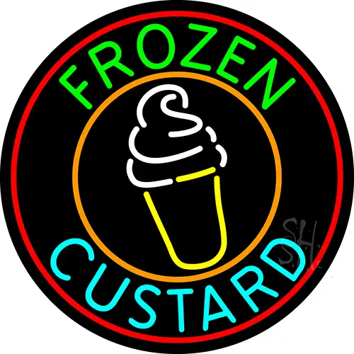 Green Frozen Custard With Logo LED Neon Sign