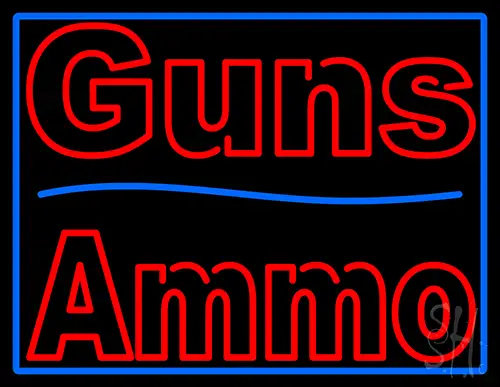 Guns Blue Line Ammo LED Neon Sign