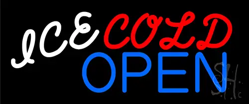 Ice Cold Drinks Red Open LED Neon Sign
