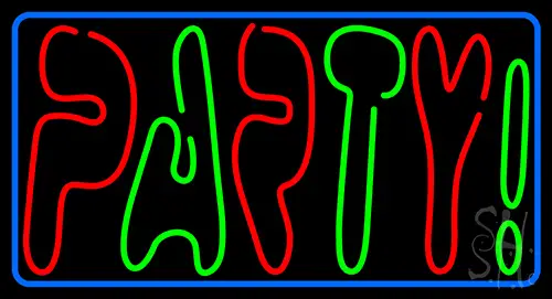 Double Stroke Party 3 LED Neon Sign