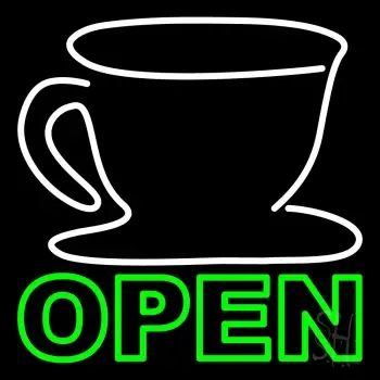 Double Stroke Coffee Cup Open LED Neon Sign