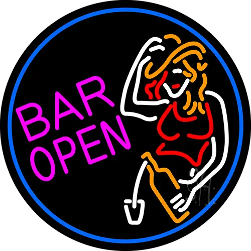 Bar Open With Girl LED Neon Sign