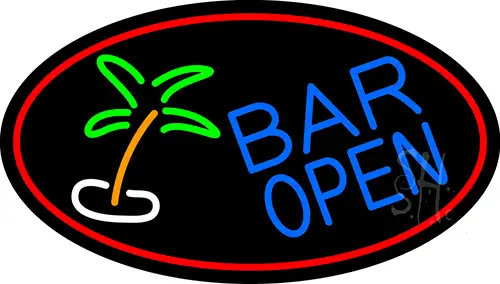 Bar Open With Two Palm Trees LED Neon Sign
