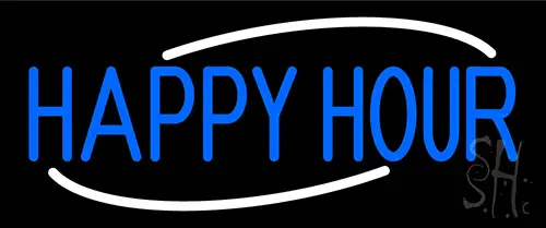Blue Happy Hour LED Neon Sign