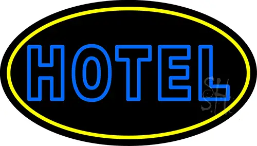 Blue Hotel With Yellow Border LED Neon Sign