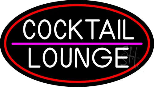 Cocktail Lounge Oval With Red Border LED Neon Sign