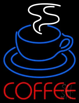 Red Coffee With Cup LED Neon Sign