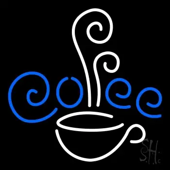 White Cup Blue Coffee LED Neon Sign