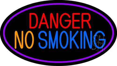 Danger No Smoking Oval With Purple Border LED Neon Sign