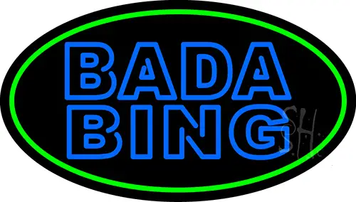 Double Stroke Blue Bada Bing With Green Border LED Neon Sign