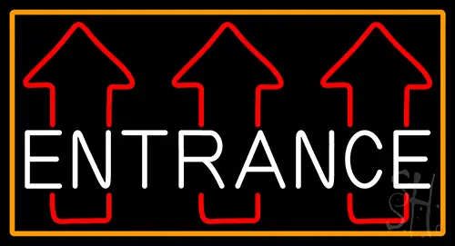 Entrance With Up Arrow Bar With Orange Border LED Neon Sign