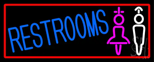 Girls And Boys Restrooms With Red Border LED Neon Sign