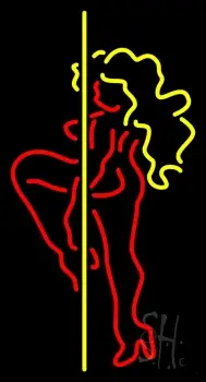 Red and Yellow Pole Dance Girl LED Neon Sign