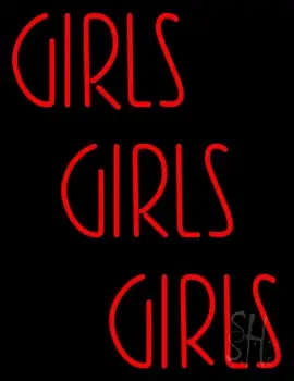 Red Girls Girls Girls Strip LED Neon Sign