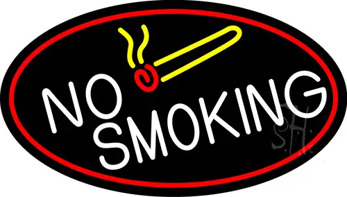 No Smoking Oval With Red Border LED Neon Sign