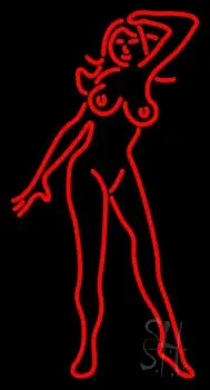 Red Strip Club Girl LED Neon Sign