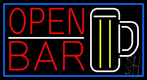 Open Bar With Beer Mug LED Neon Sign